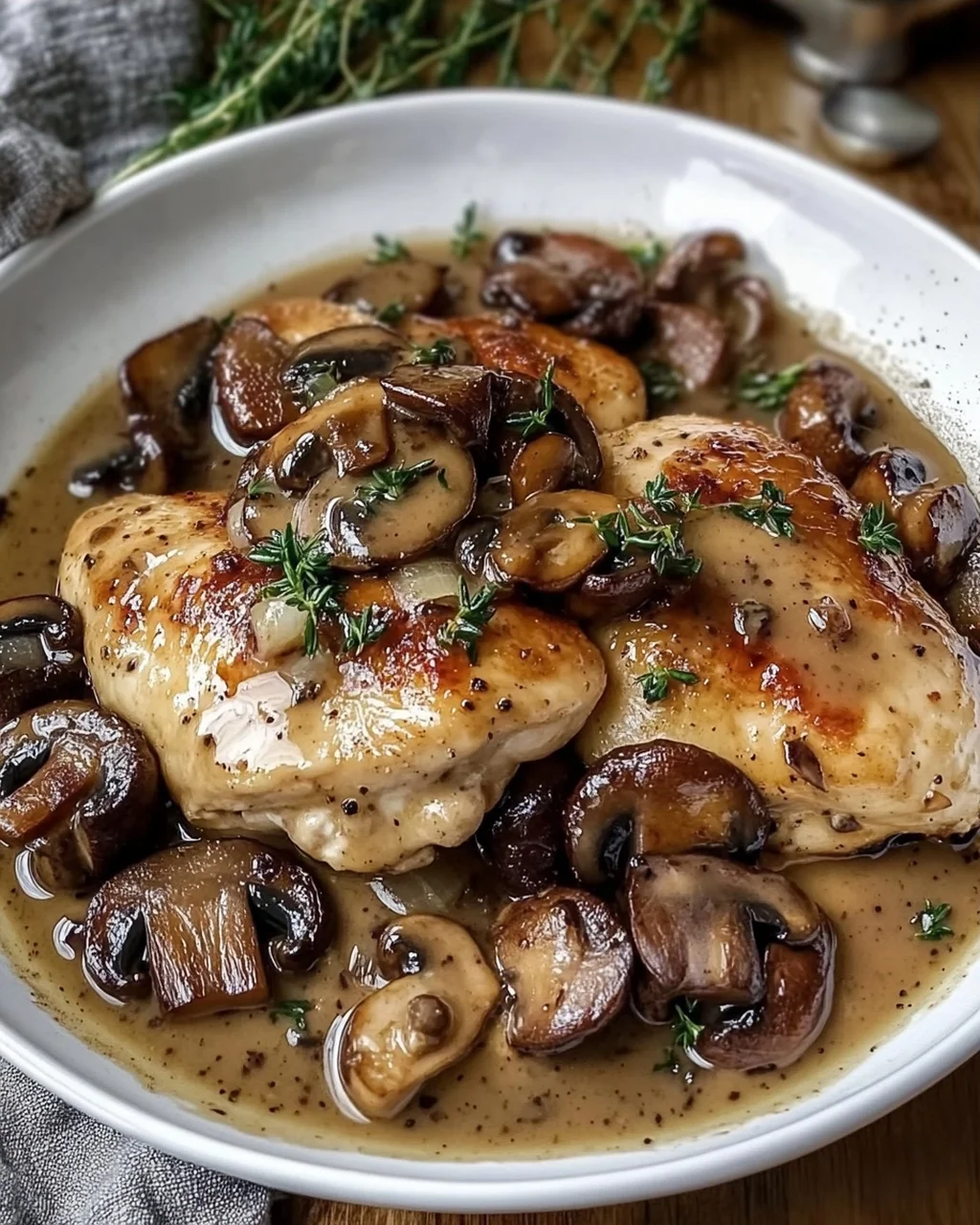 Cremiges Marsala-Hähnchen mit Balsamico Pilzen