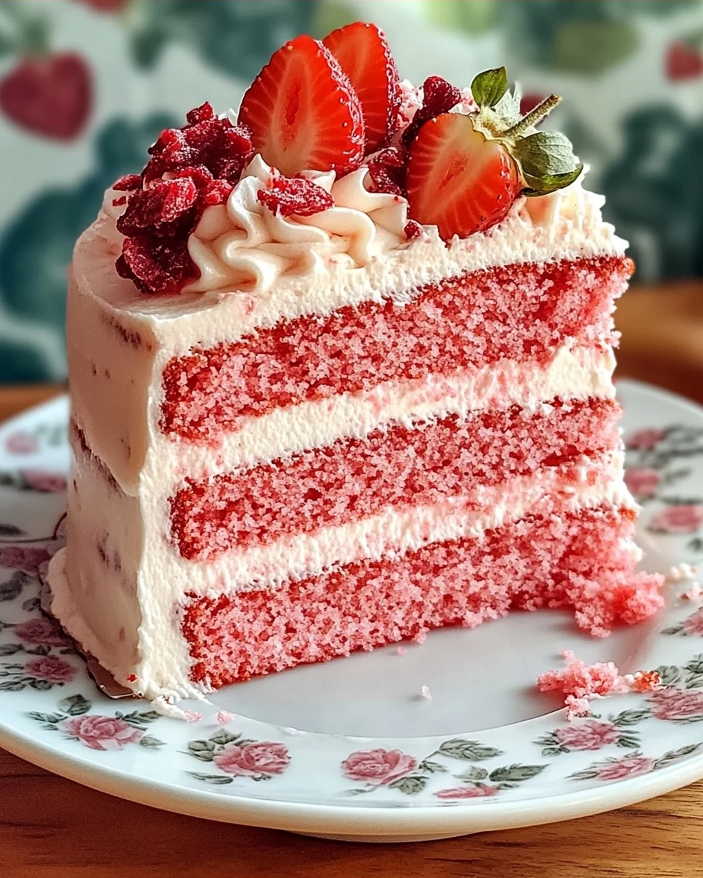 Dreischichtiger Erdbeerkuchen mit Frischkäse-Frosting