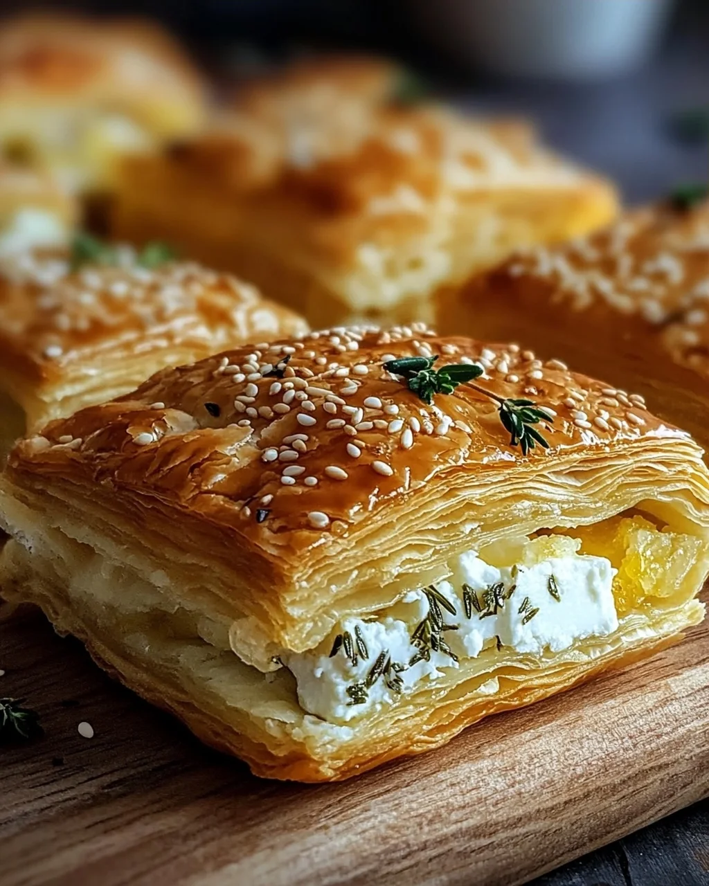 Feta im Blätterteig mit Sesam und Thymian
