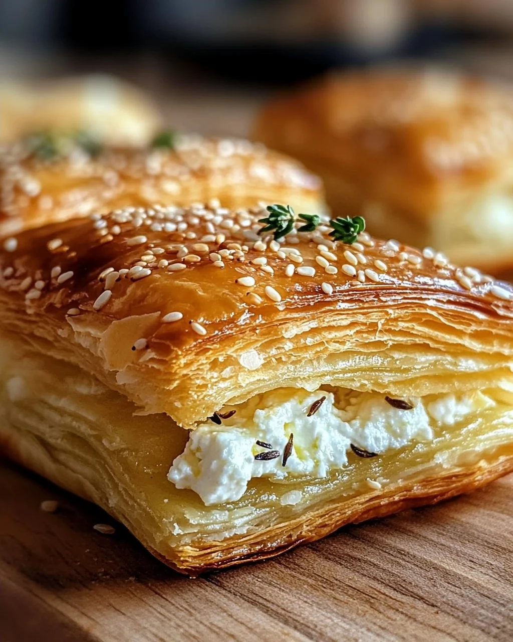 Feta im Blätterteig mit Sesam und Thymian