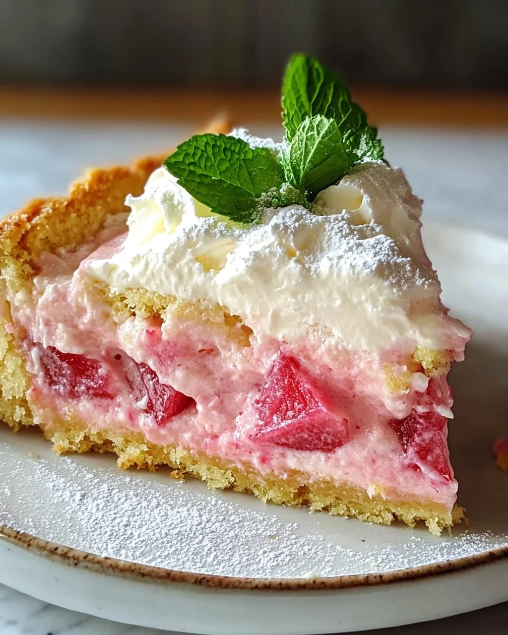Fluffy Rhubarb Sour Cream Cake with Shortcrust Pastry Recipe