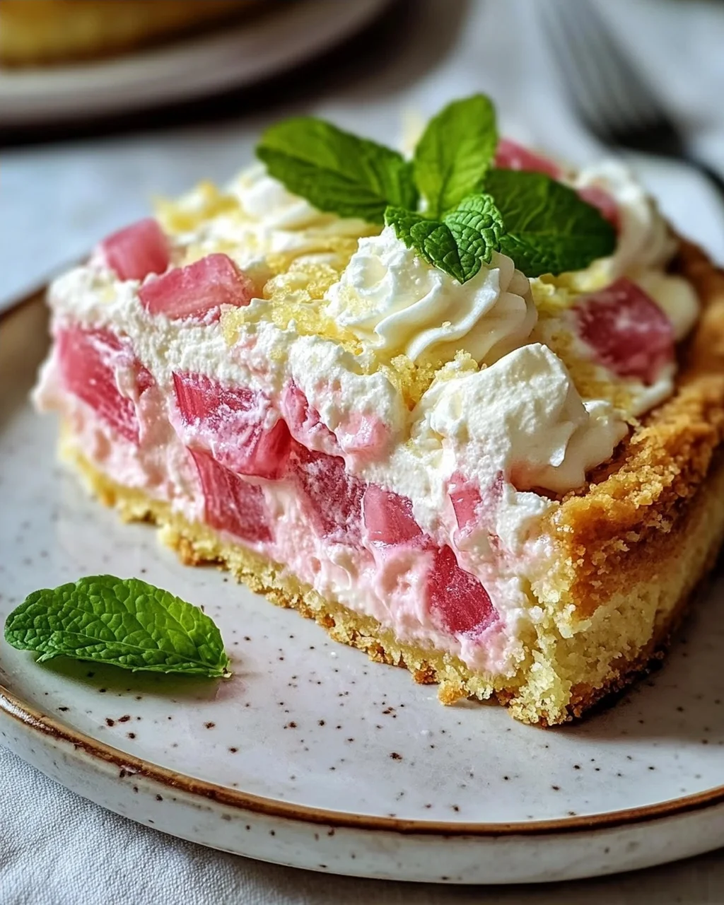 Fluffy Rhubarb Sour Cream Cake with Shortcrust Pastry Recipe