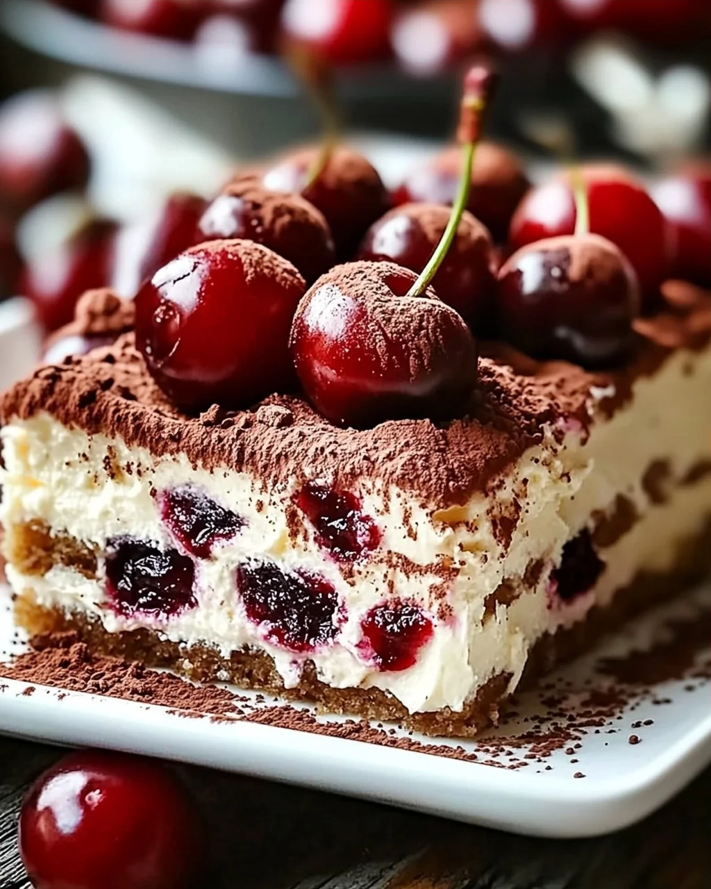 Fruchtiges Kirsch-Tiramisu mit Amaretto-Geschmack (alkoholfrei)