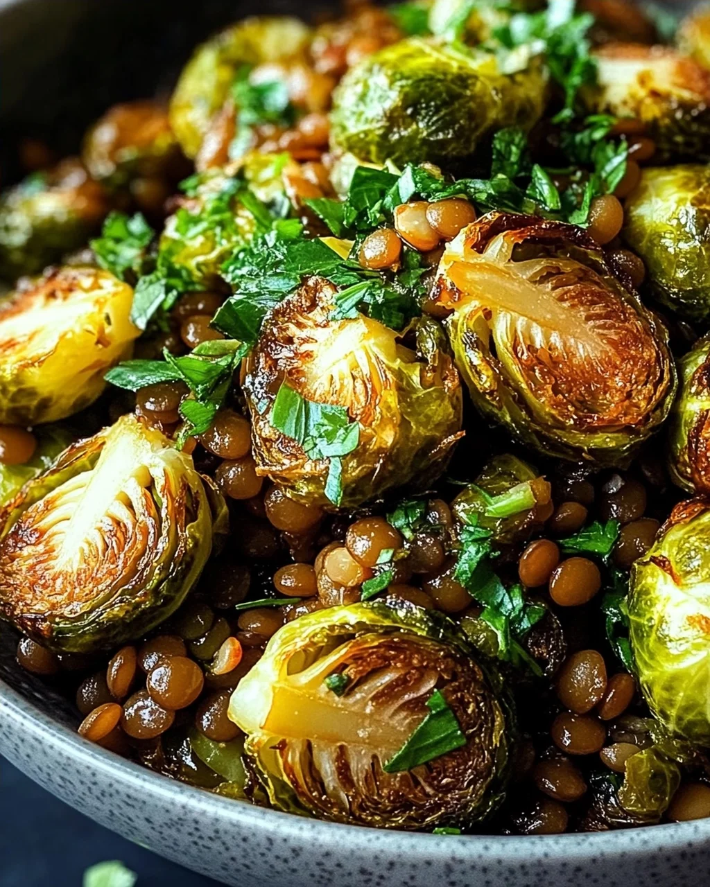 Gebratener Rosenkohl mit Berglinsen