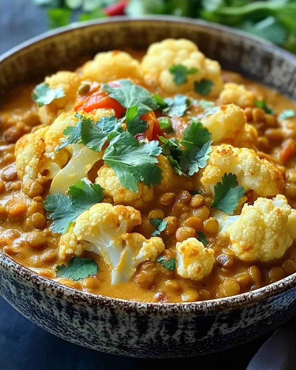 Geröstetes Blumenkohl Linsen Curry
