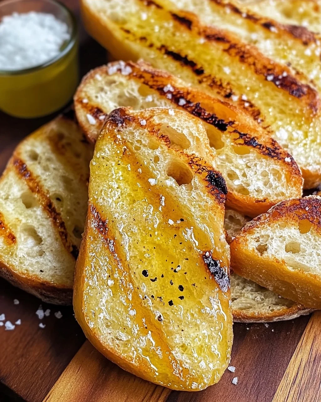 Grillbrot mit Olivenöl und Meersalz