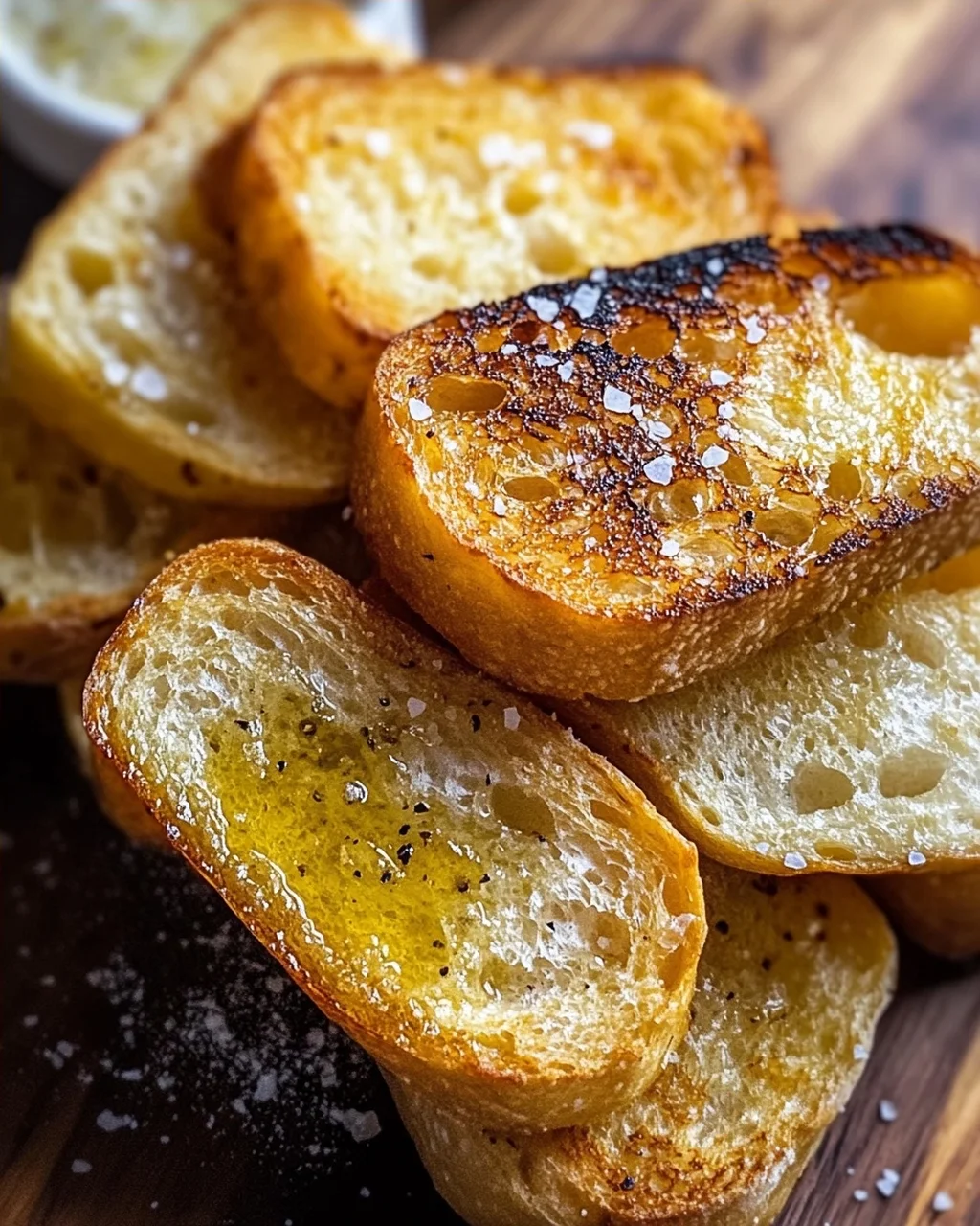 Grillbrot mit Olivenöl und Meersalz