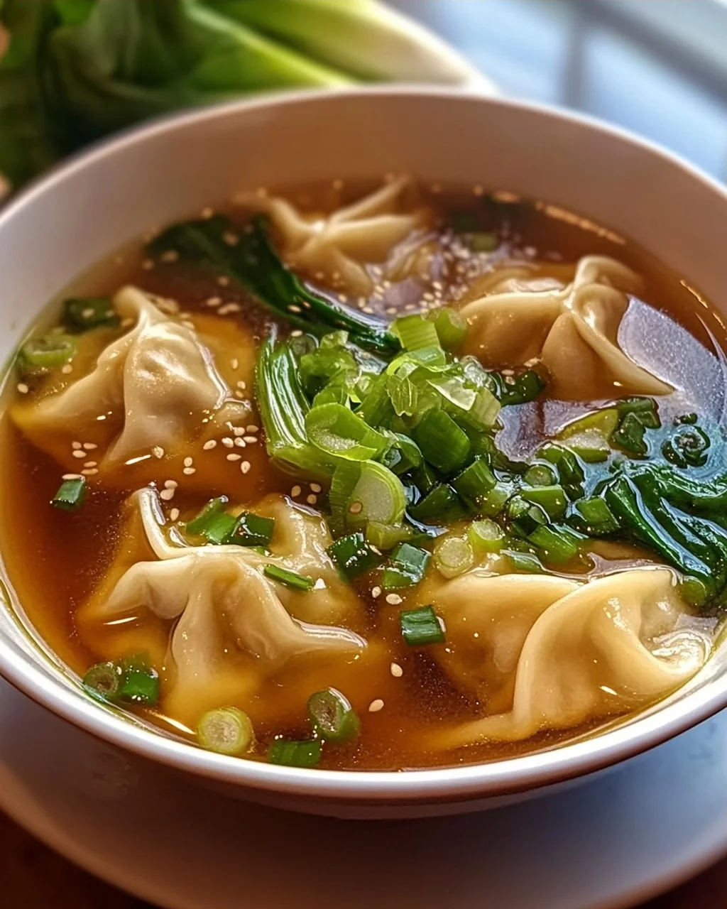 Hähnchen Ingwer Wonton Suppe: Herzhaft & Lecker mit Pak Choi!
