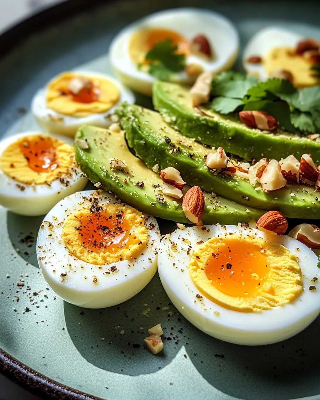 Hartgekochte Eier mit Avocado & Nüssen: Dein Power-Frühstück!