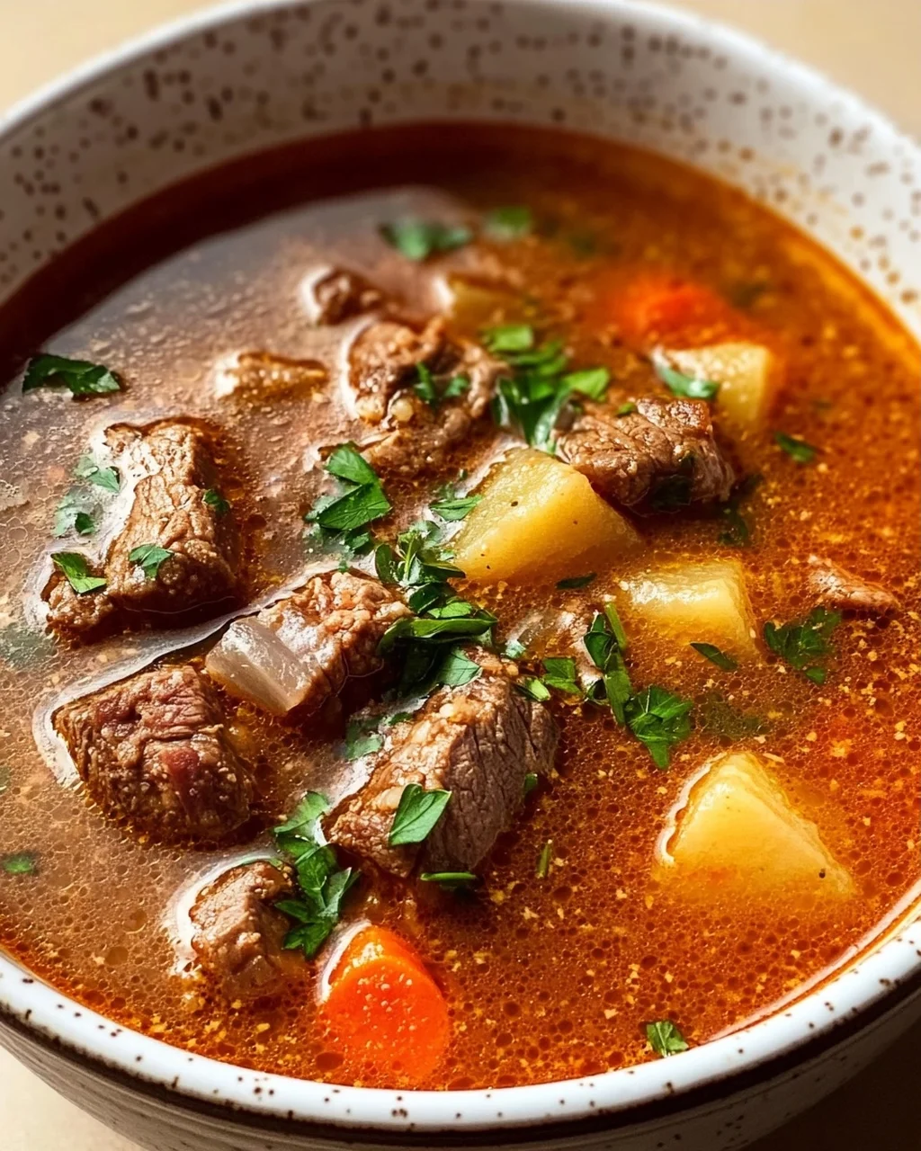 Herzhafte serbische Reisfleischsuppe