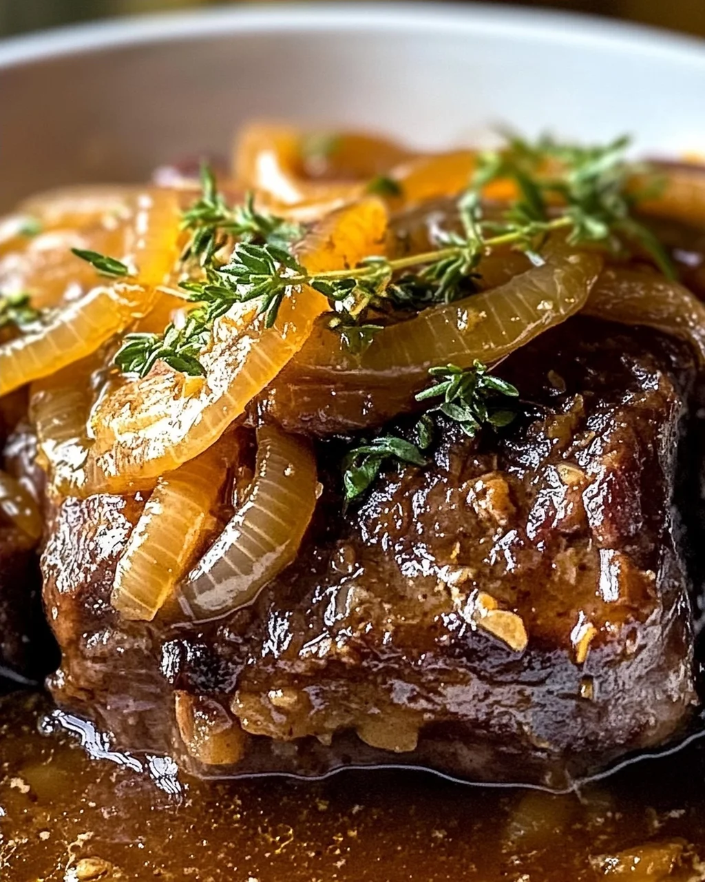 Herzhafter französischer Zwiebel-Rinderbraten für Gemütlichkeit