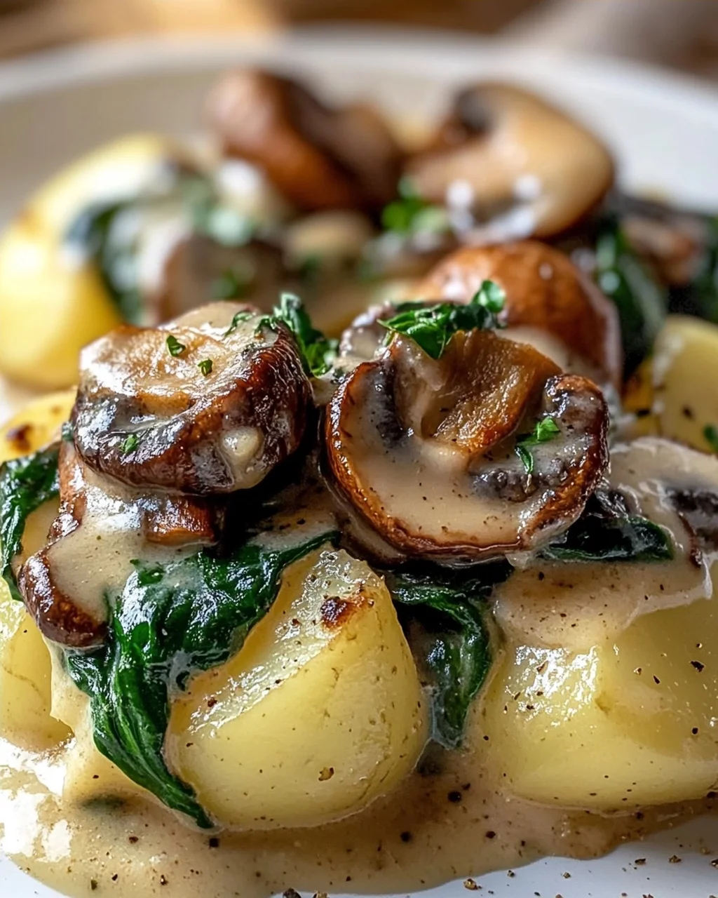Kartoffeln, Pilze & Spinat: Schnelles Rezept – einfach lecker!
