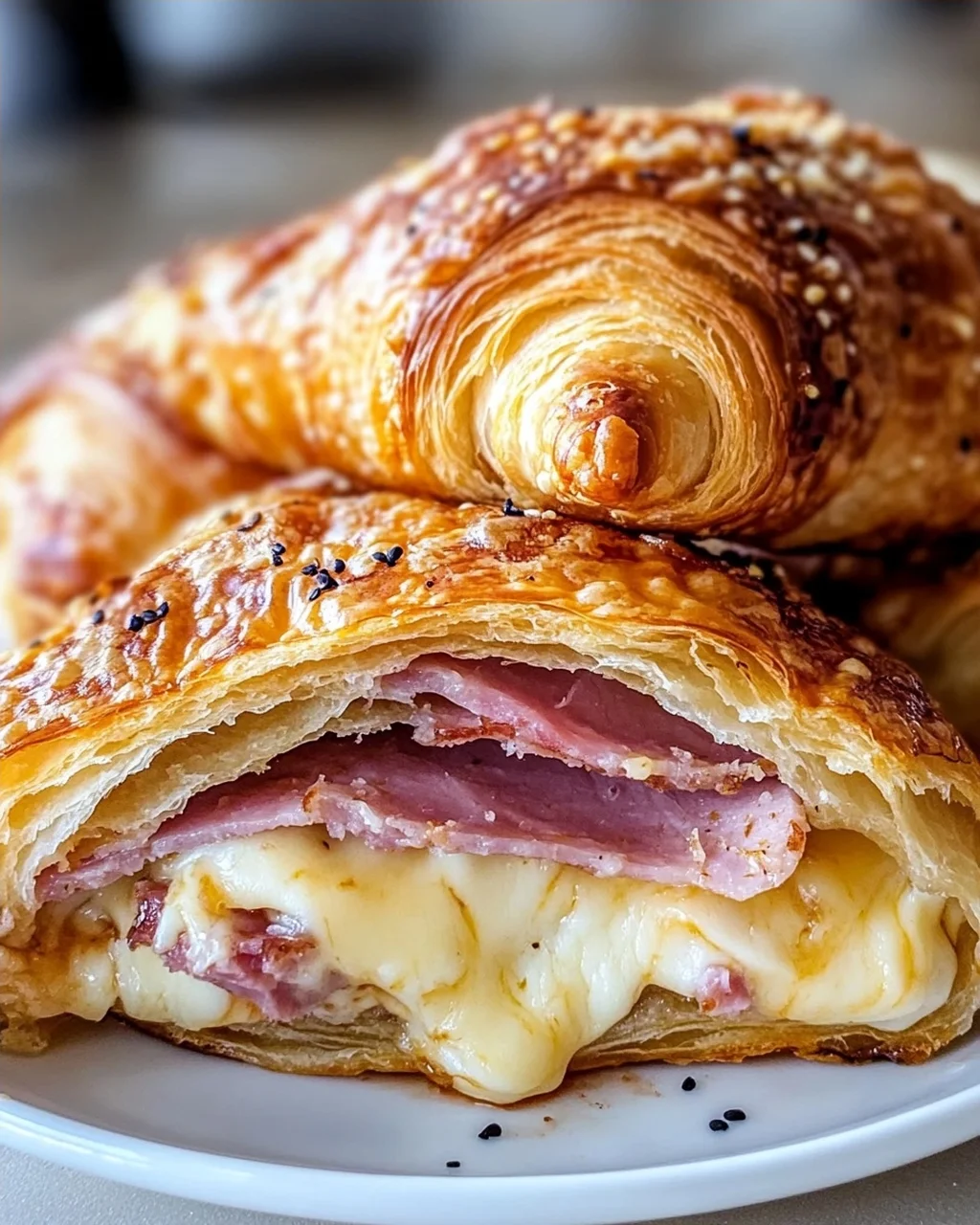 Knusprige Gebackene Rinderschinken-Käse-Croissants