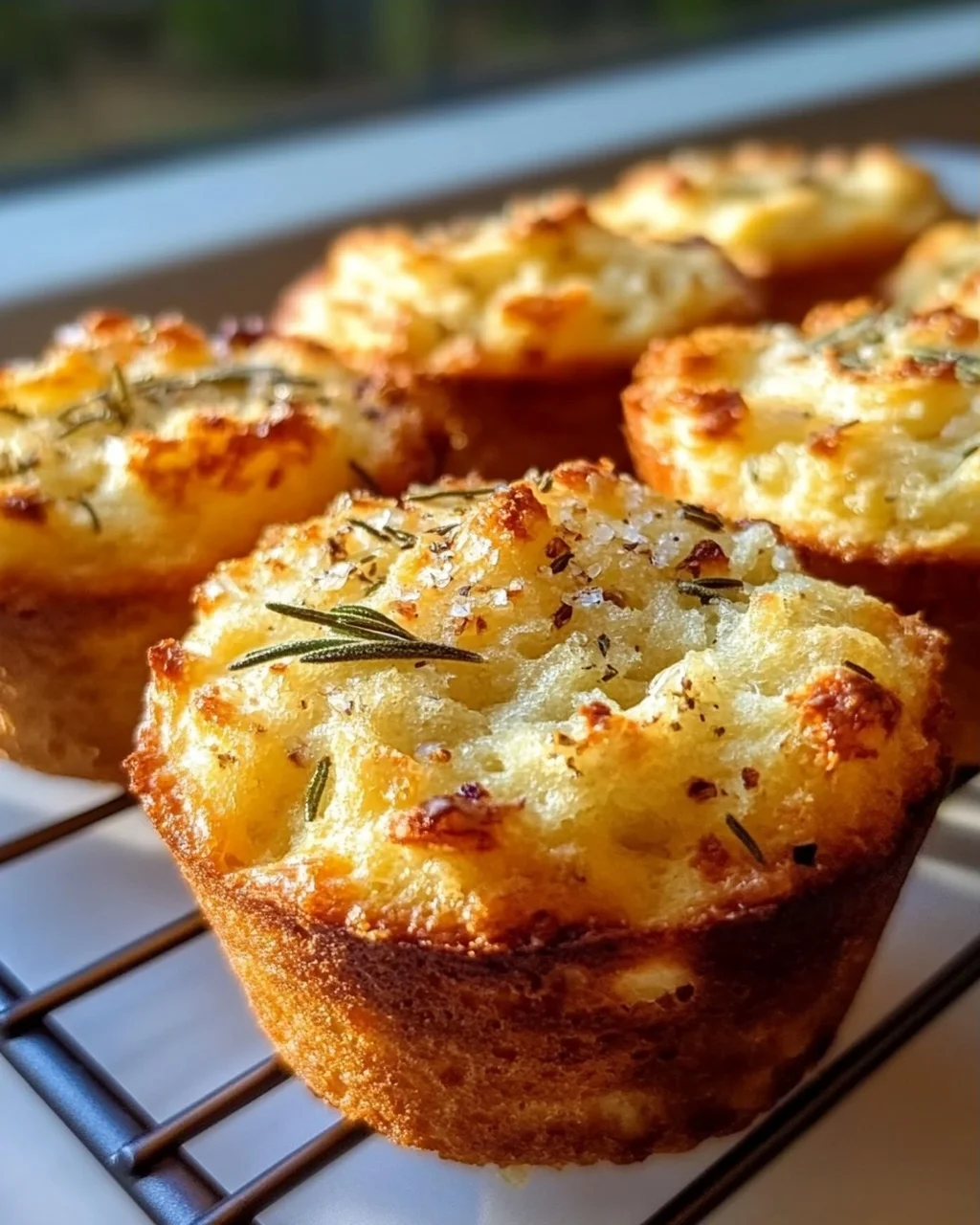 Knusprige Goldene Knoblauch-Rosmarin Focaccia Muffins