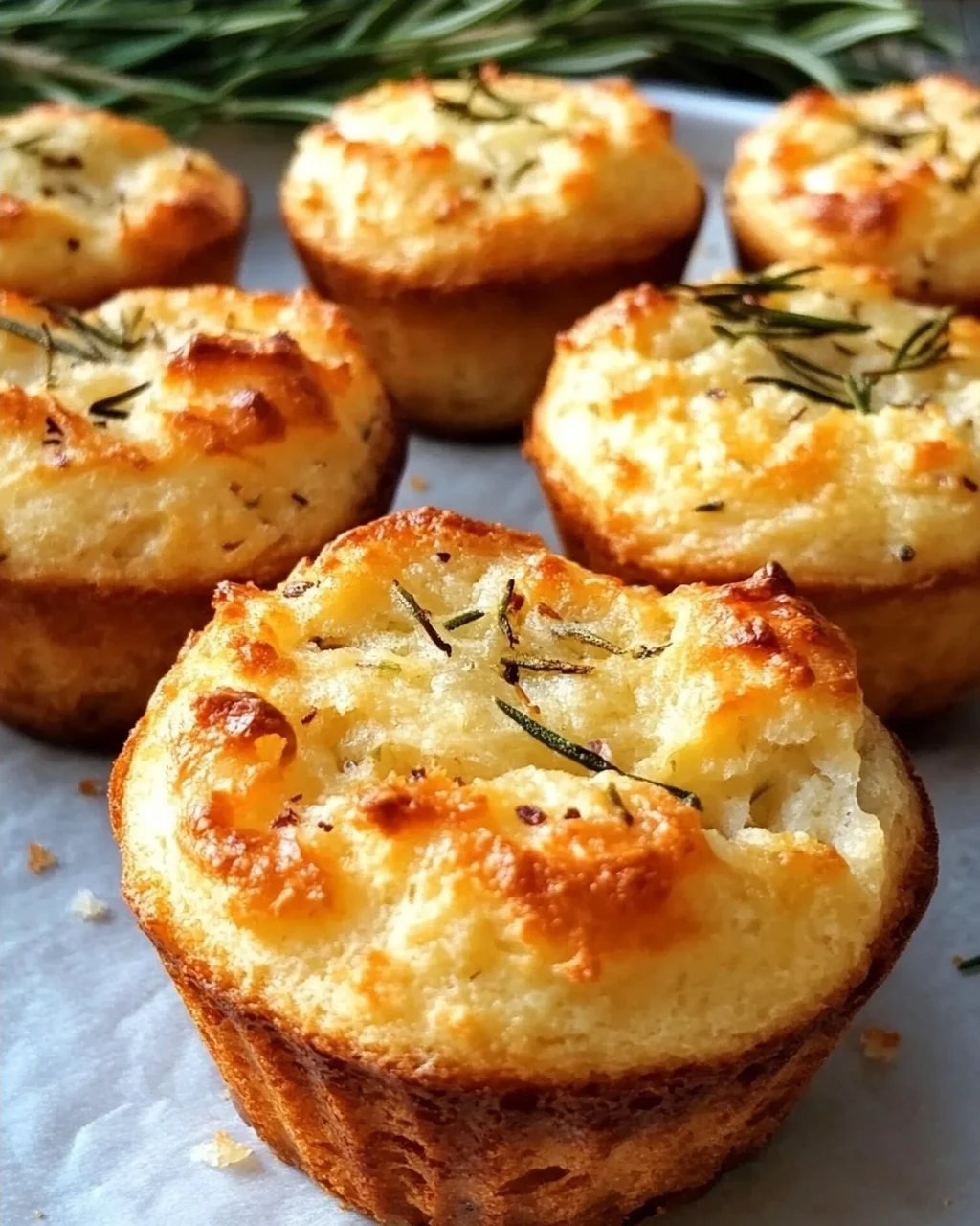 Knusprige Goldene Knoblauch-Rosmarin Focaccia Muffins
