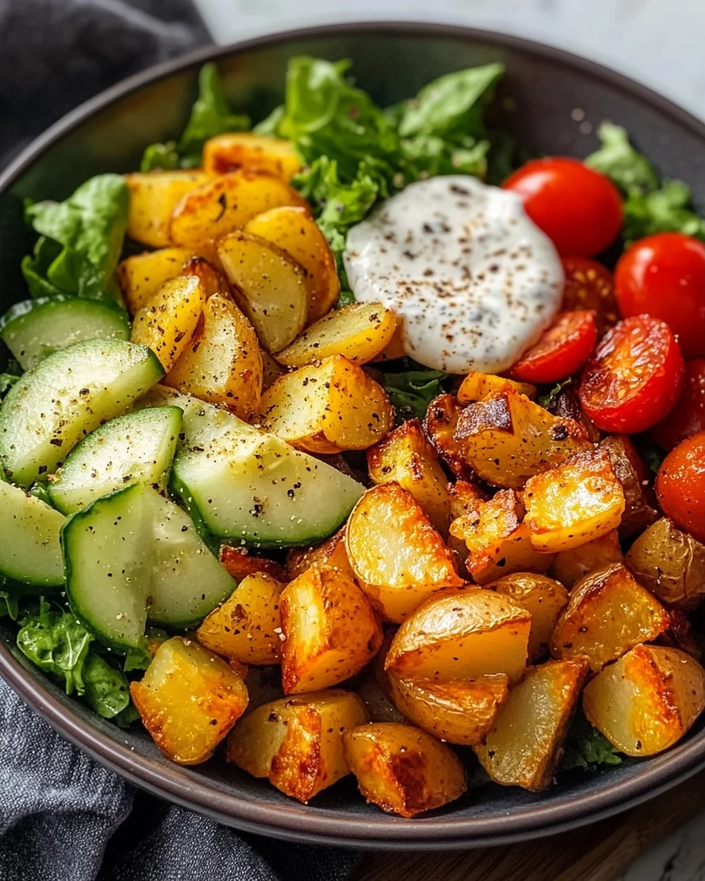 Knusprige Ofenkartoffeln Salat Bowl – Lecker und gesund!