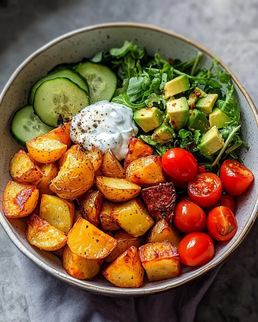 Knusprige Ofenkartoffeln Salat Bowl – Lecker und gesund!