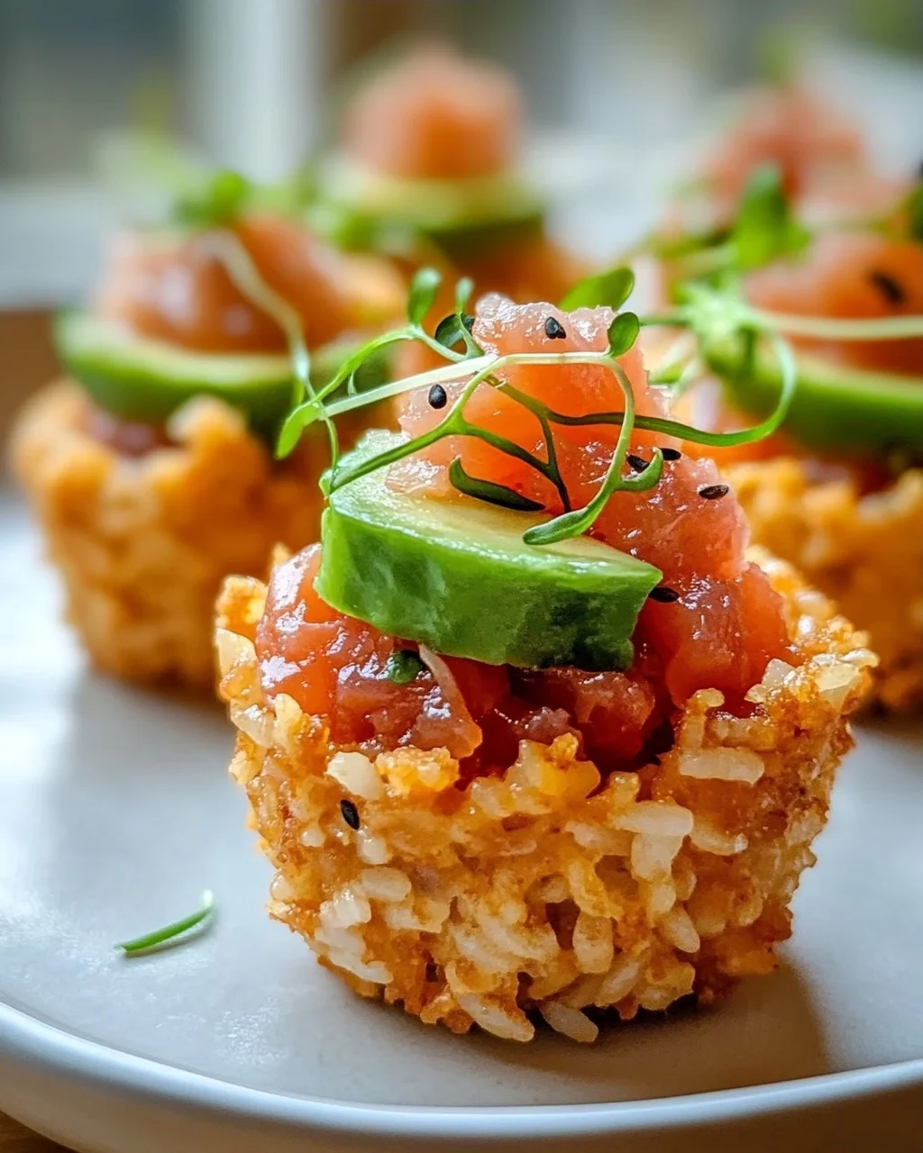 Knusprige Sushi-Tassen mit Thunfisch