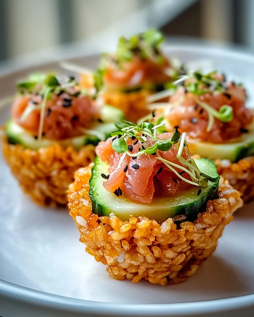 Knusprige Sushi-Tassen mit Thunfisch