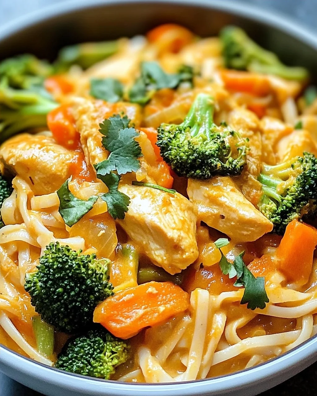 Kokosnuss-Curry-Hühnchen und Reisnudeln leicht gemacht