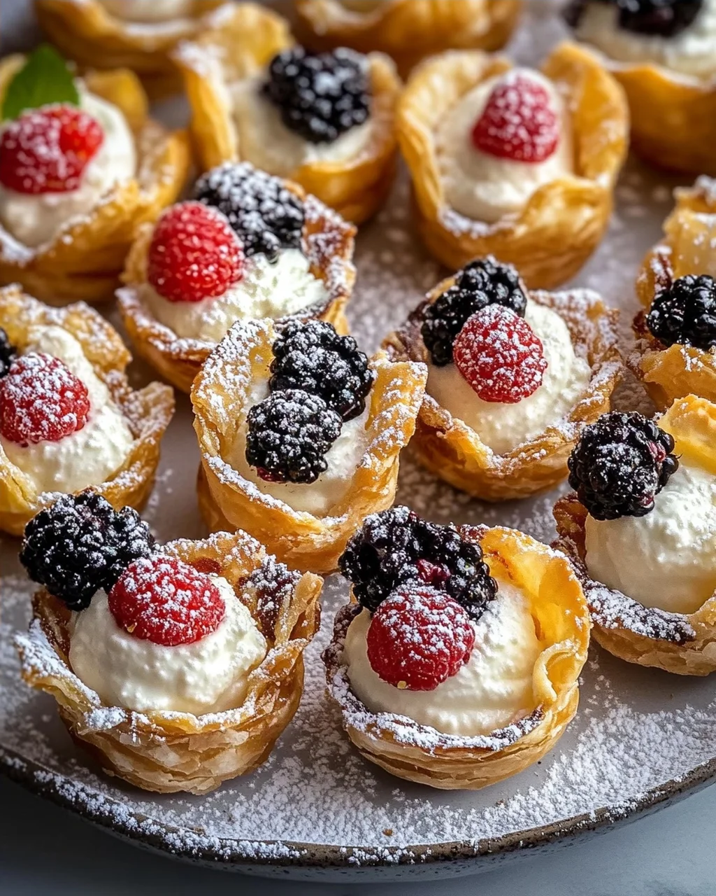 Leckere Cannoli Bites in Mini-Teigschalen für Partys