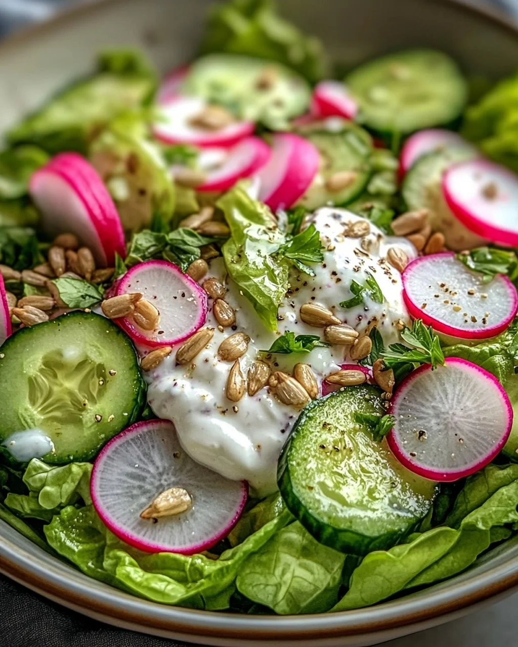 Leichter Frühlingssalat mit Radieschen & Joghurt-Dressing
