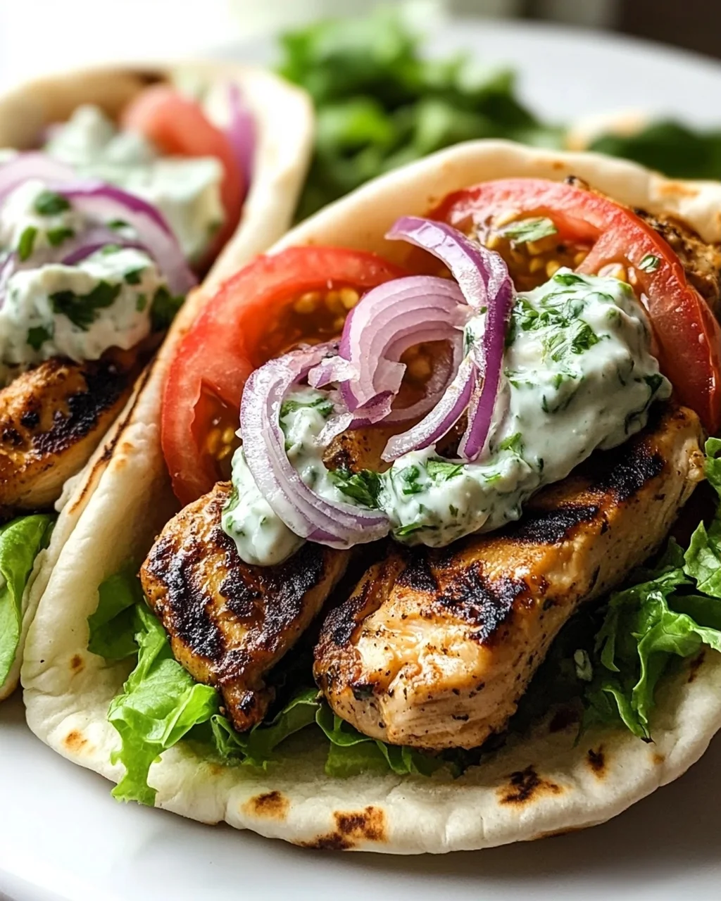 Mediterranes Hähnchen-Gyros mit cremigem Feta-Tzatziki