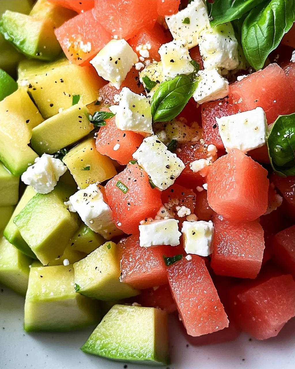 Melonen Feta Salat mit Avocado