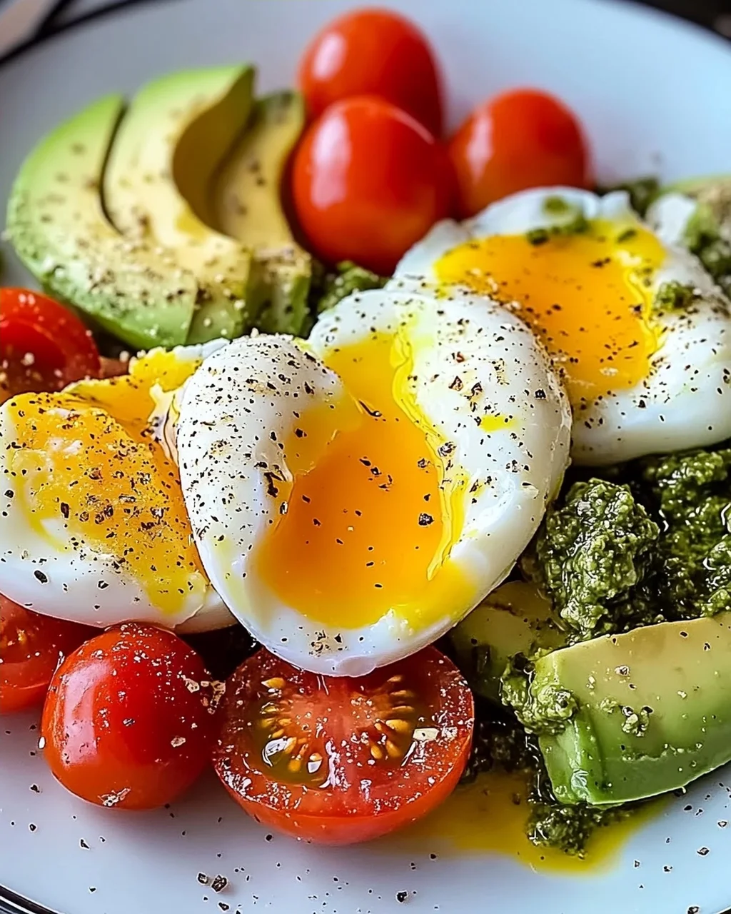 Pesto-Tomaten-, Ei- und Avocado-Frühstückssalat leicht gemacht