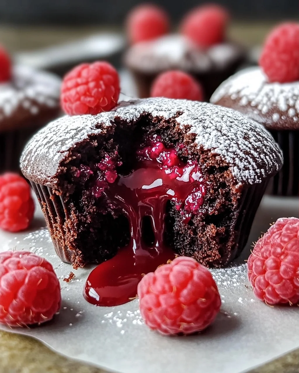 Raspberry Chocolate Lava Cupcakes