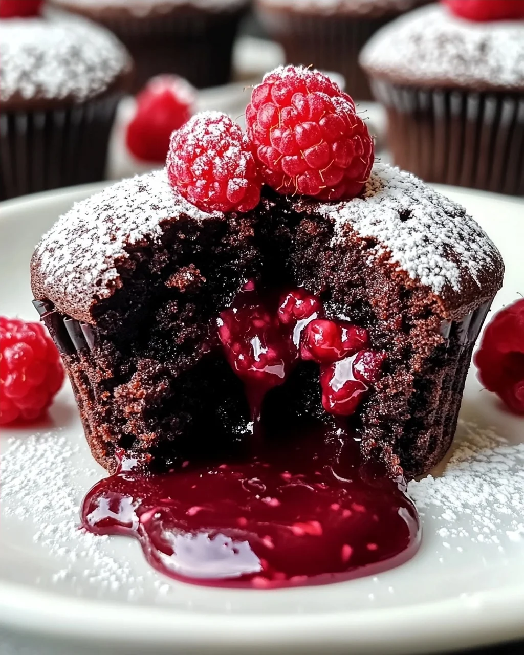 Raspberry Chocolate Lava Cupcakes