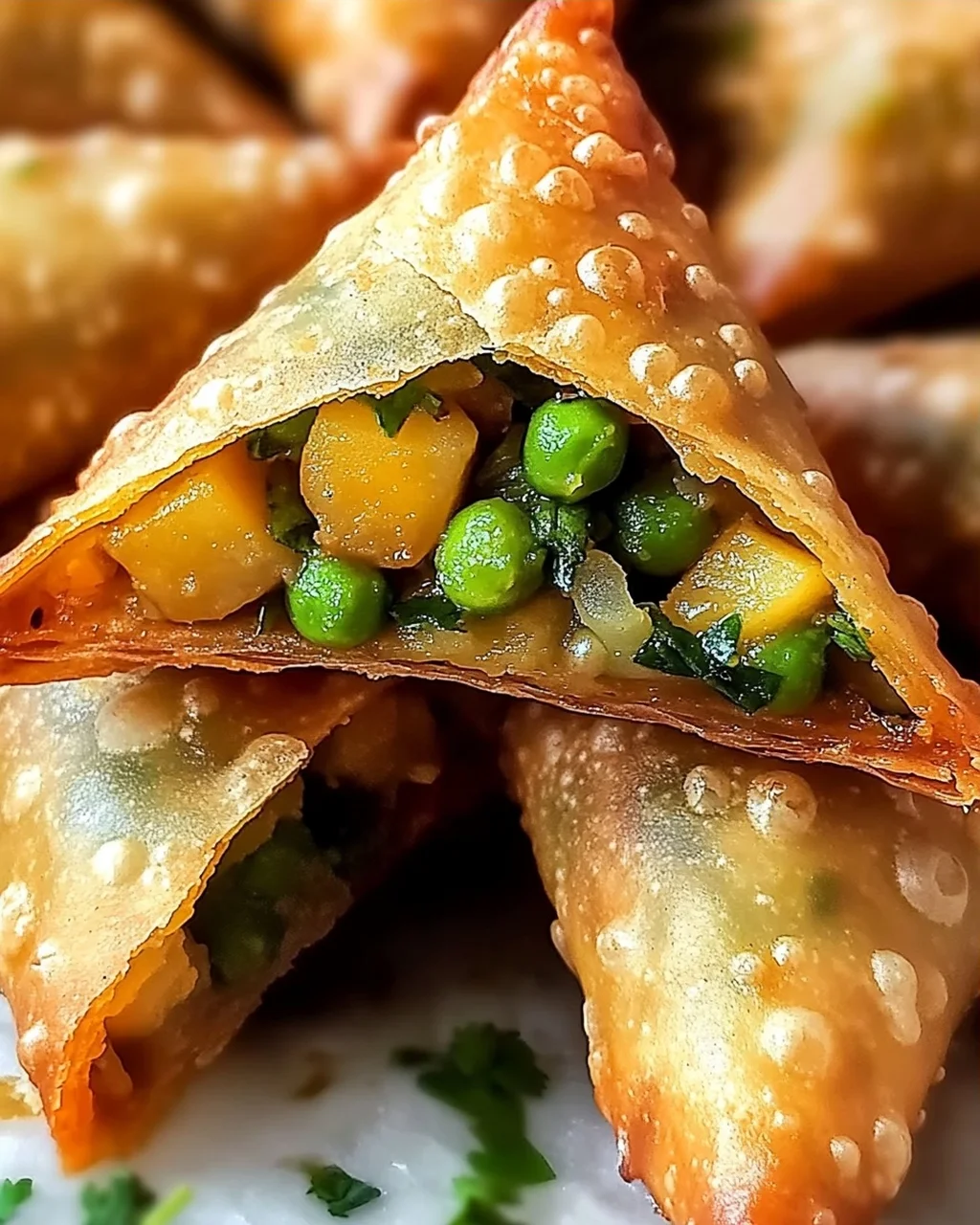Reis-Papier-Samosas mit würziger Gemüsefüllung