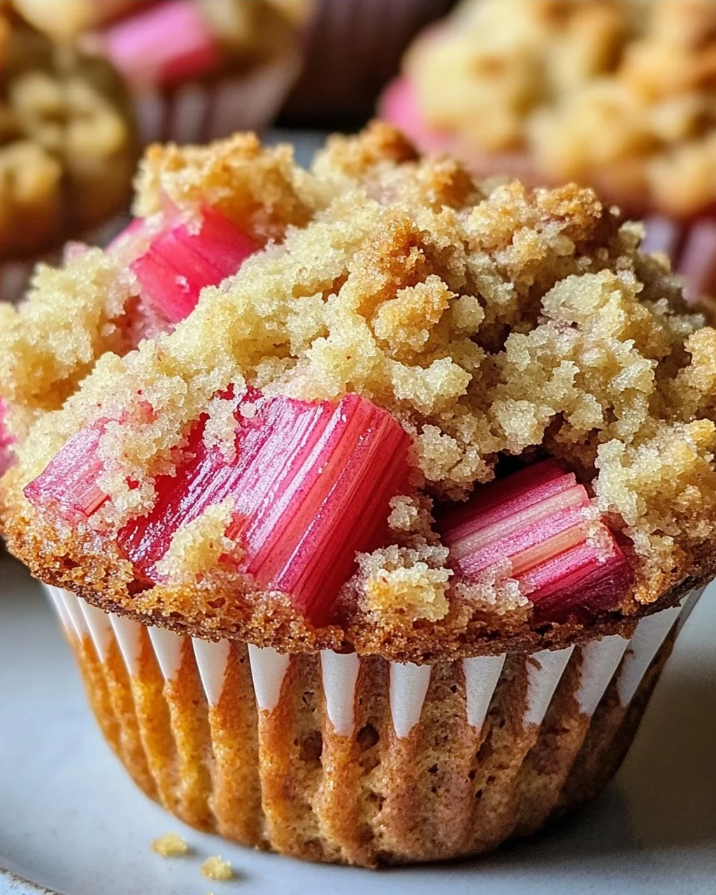 Rhabarber-Muffins mit Vanillestreuseln