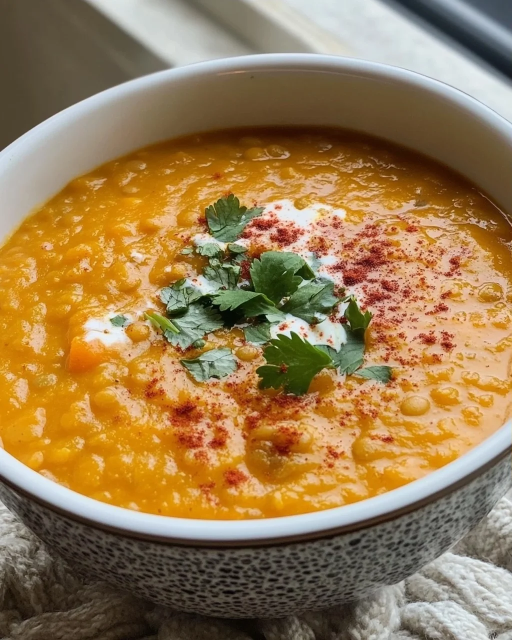 Rote Linsensuppe mit Süßkartoffeln
