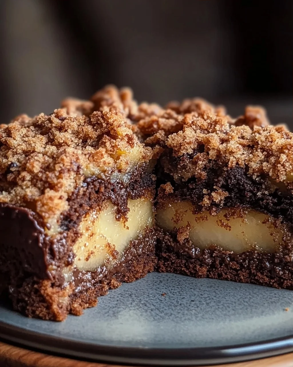 Saftiger Schokoladen-Birnenkuchen mit Schoko-Streuseln