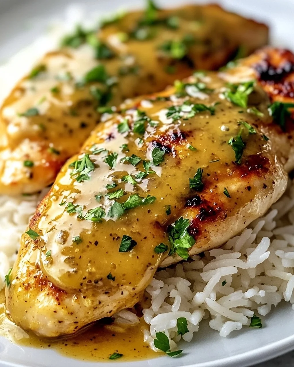 Saftiges Honig-Senf-Hähnchen mit Reis – Schnell & Lecker!
