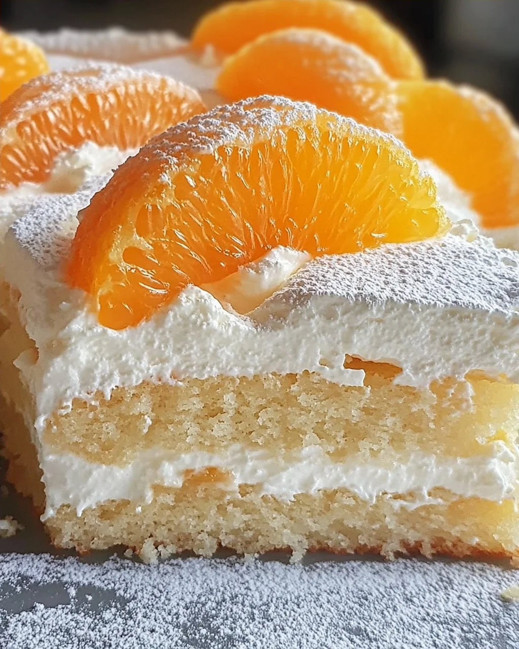 Schneller Schmandkuchen mit Mandarinen vom Blech