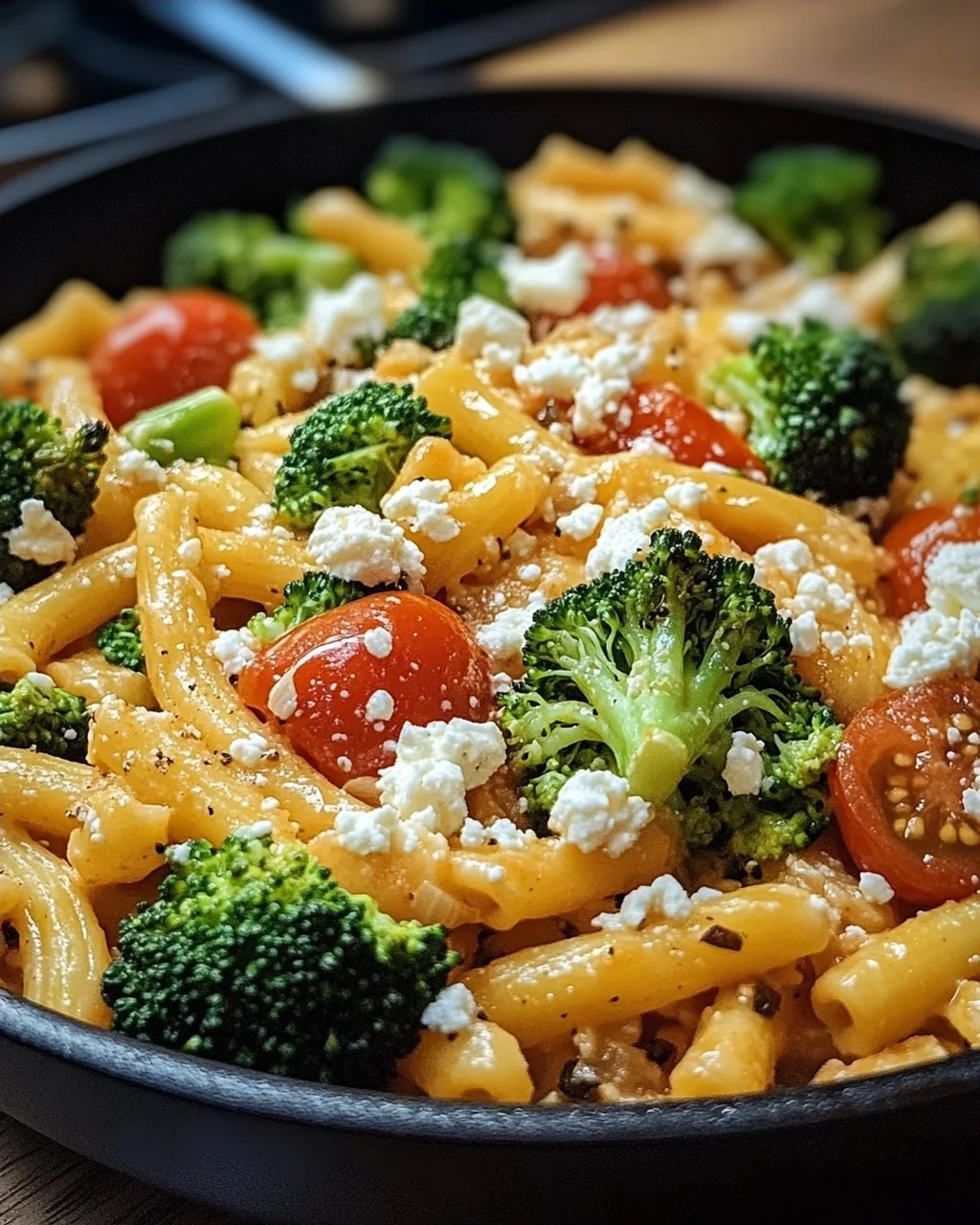 Schupfnudelpfanne mit Brokkoli, Feta und Tomaten