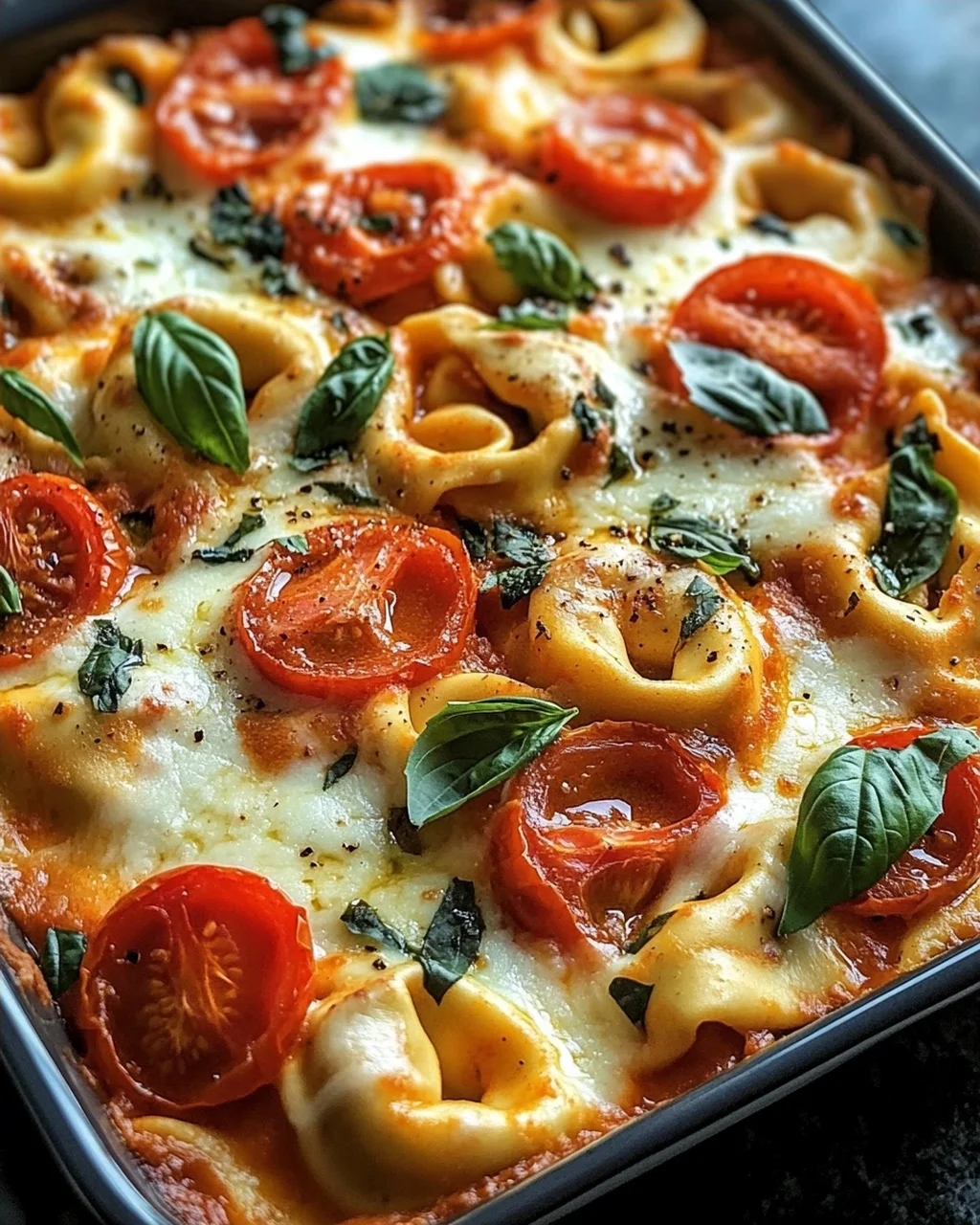 Tortellini-Auflauf mit Tomaten und Mozzarella