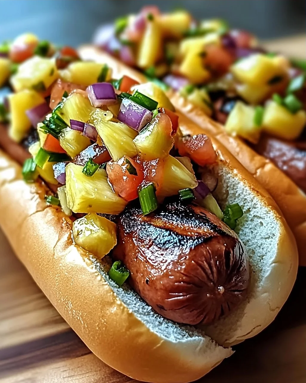 Tropische Rinder-Hotdogs mit Insel-Flair genießen