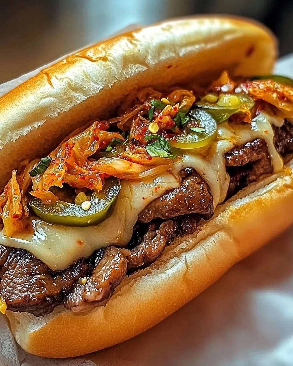 Unwiderstehliches koreanisch inspiriertes Kimchi Bulgogi Cheesesteak
