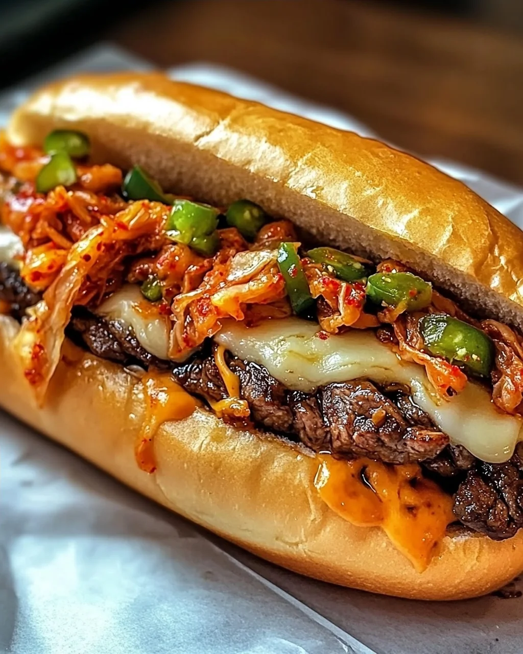 Unwiderstehliches koreanisch inspiriertes Kimchi Bulgogi Cheesesteak