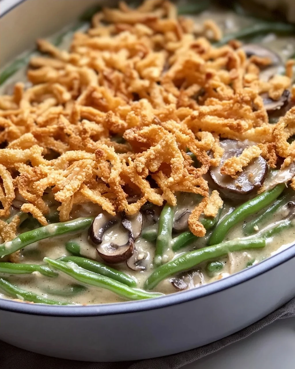 Vegane grüne Bohnenauflauf