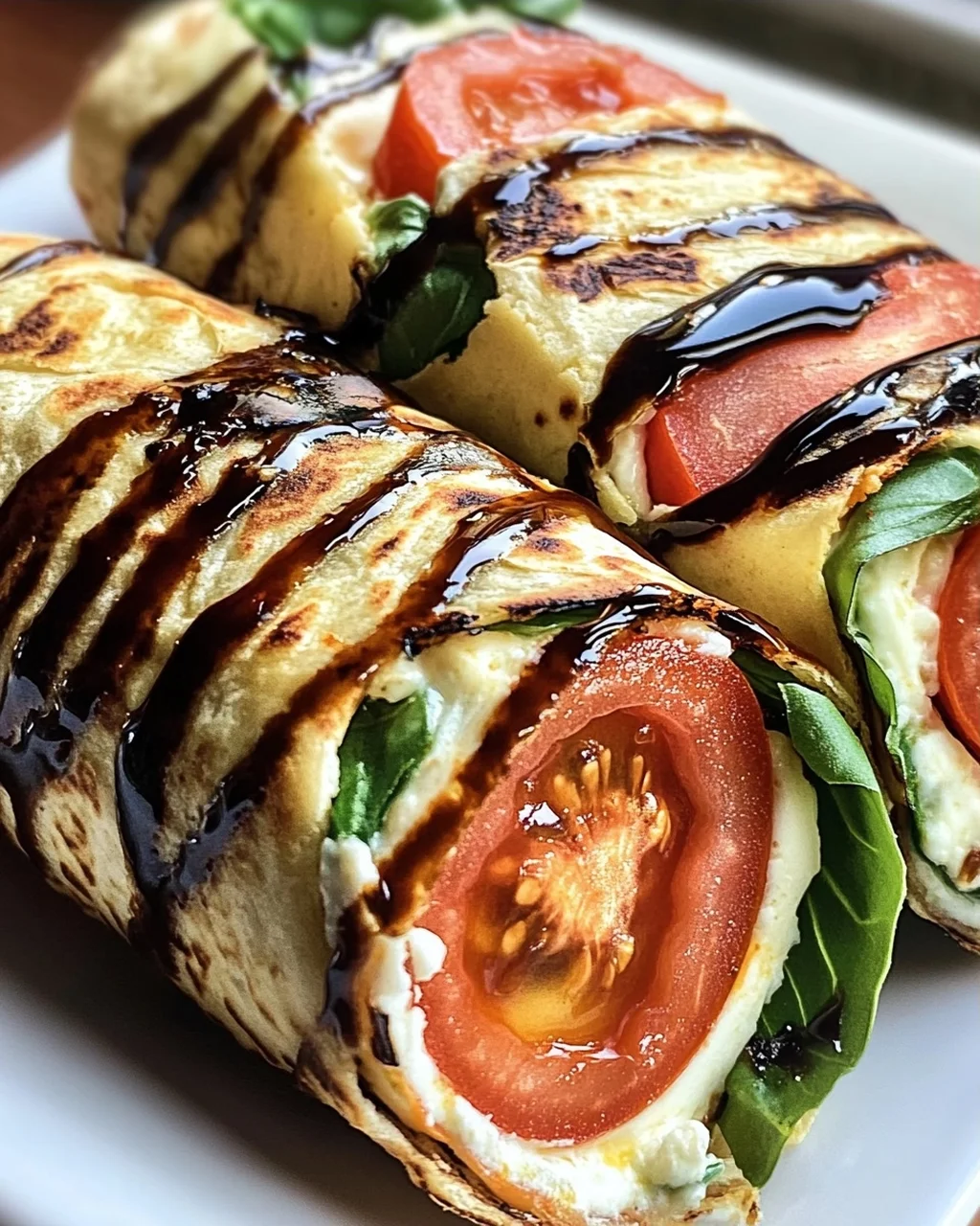Vegetarischer Wrap mit Tomate und Mozzarella