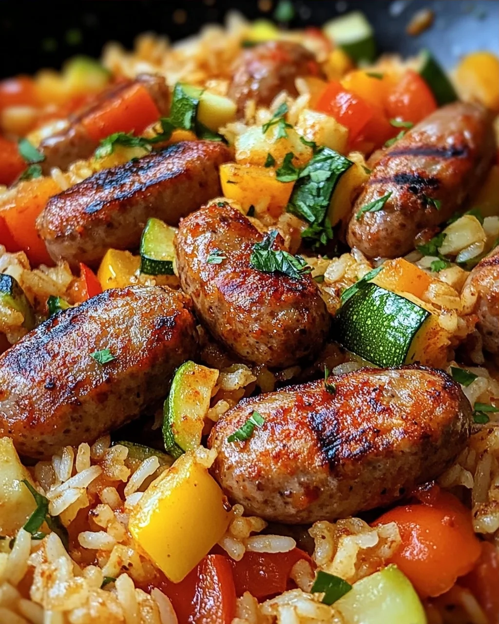 Wurst Reis Pfanne