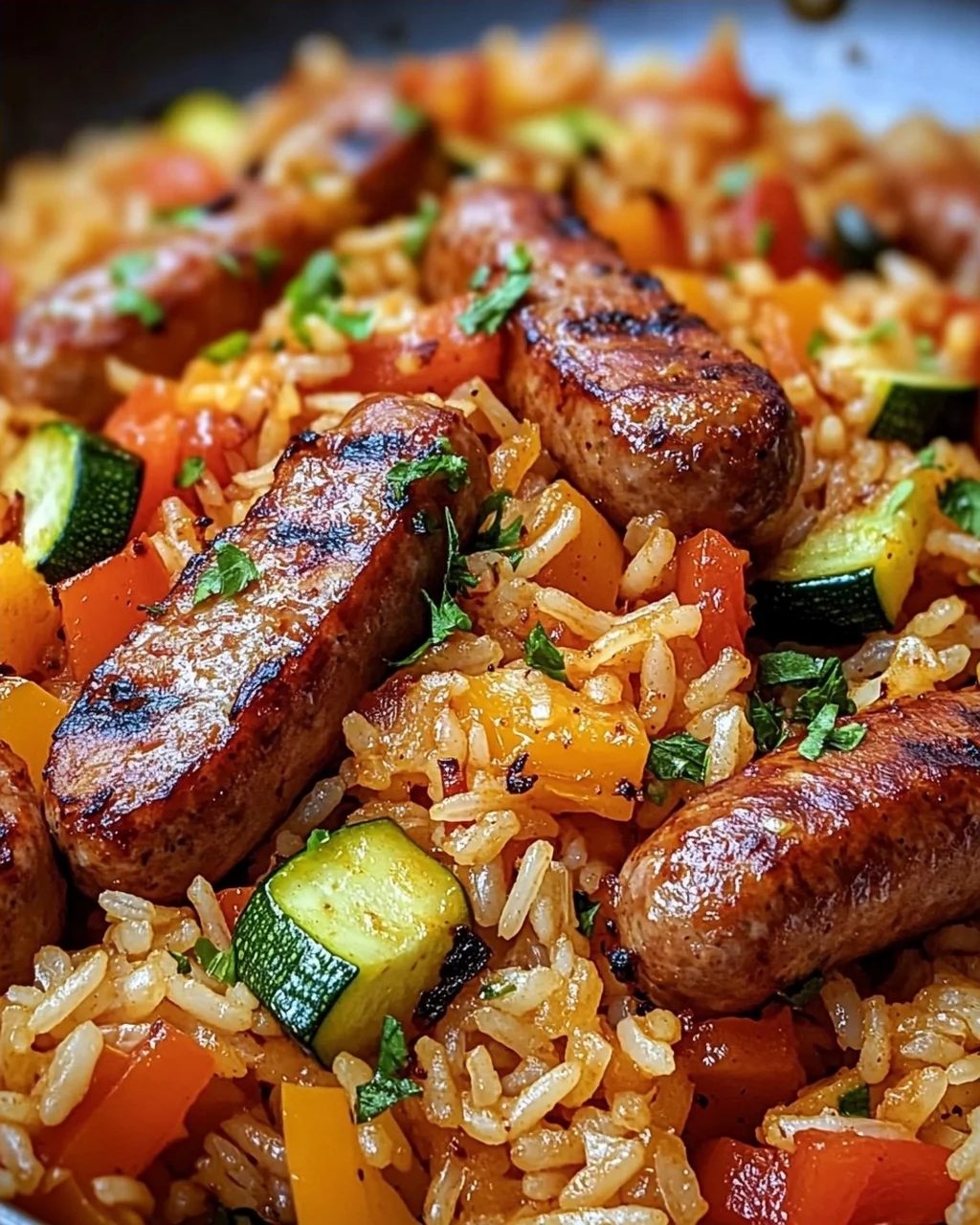 Wurst Reis Pfanne