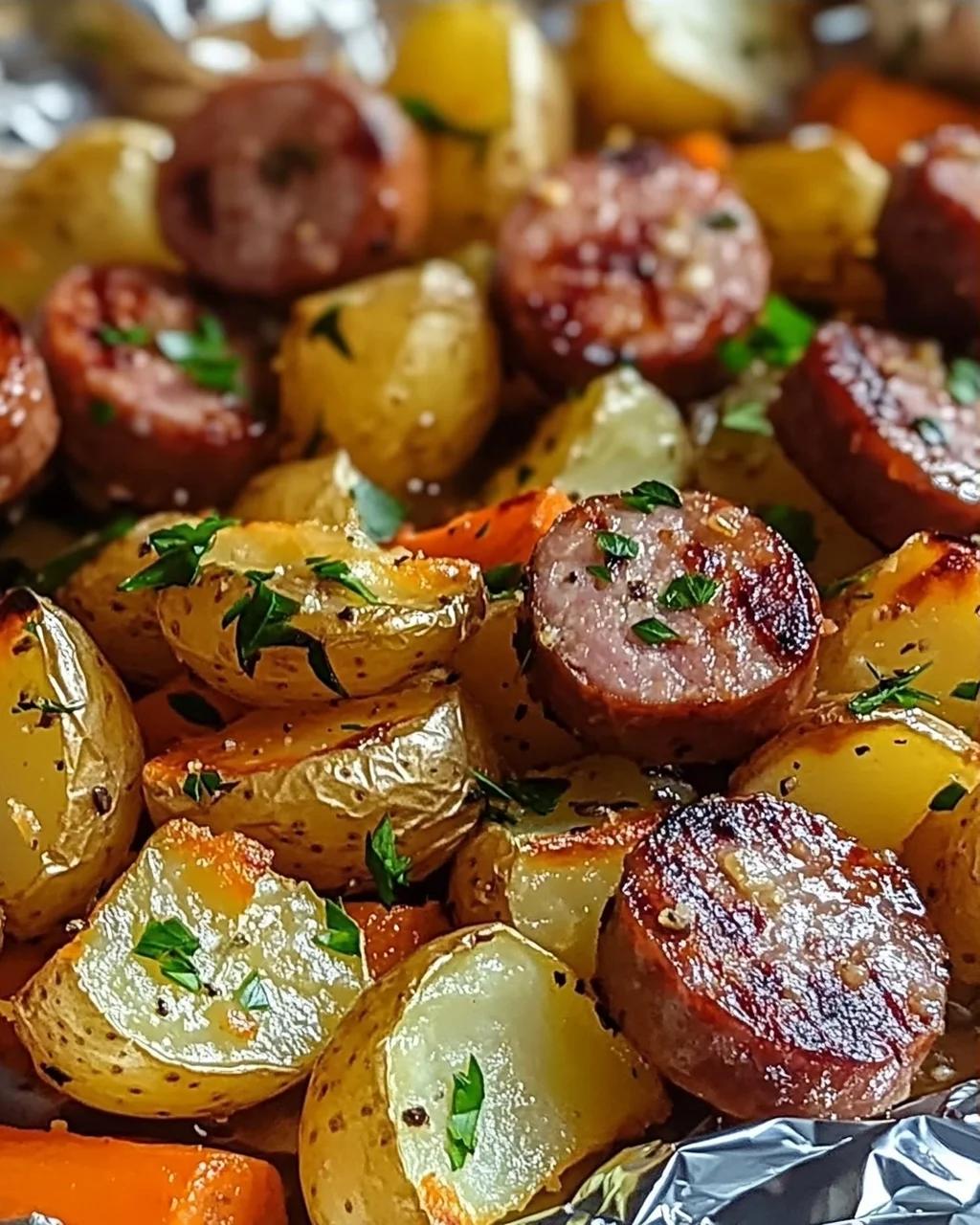 Wurst & Kartoffel Folienpaket schnell und lecker