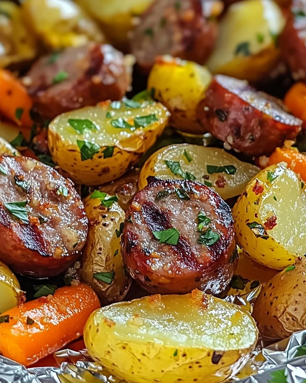 Wurst & Kartoffel Folienpaket schnell und lecker