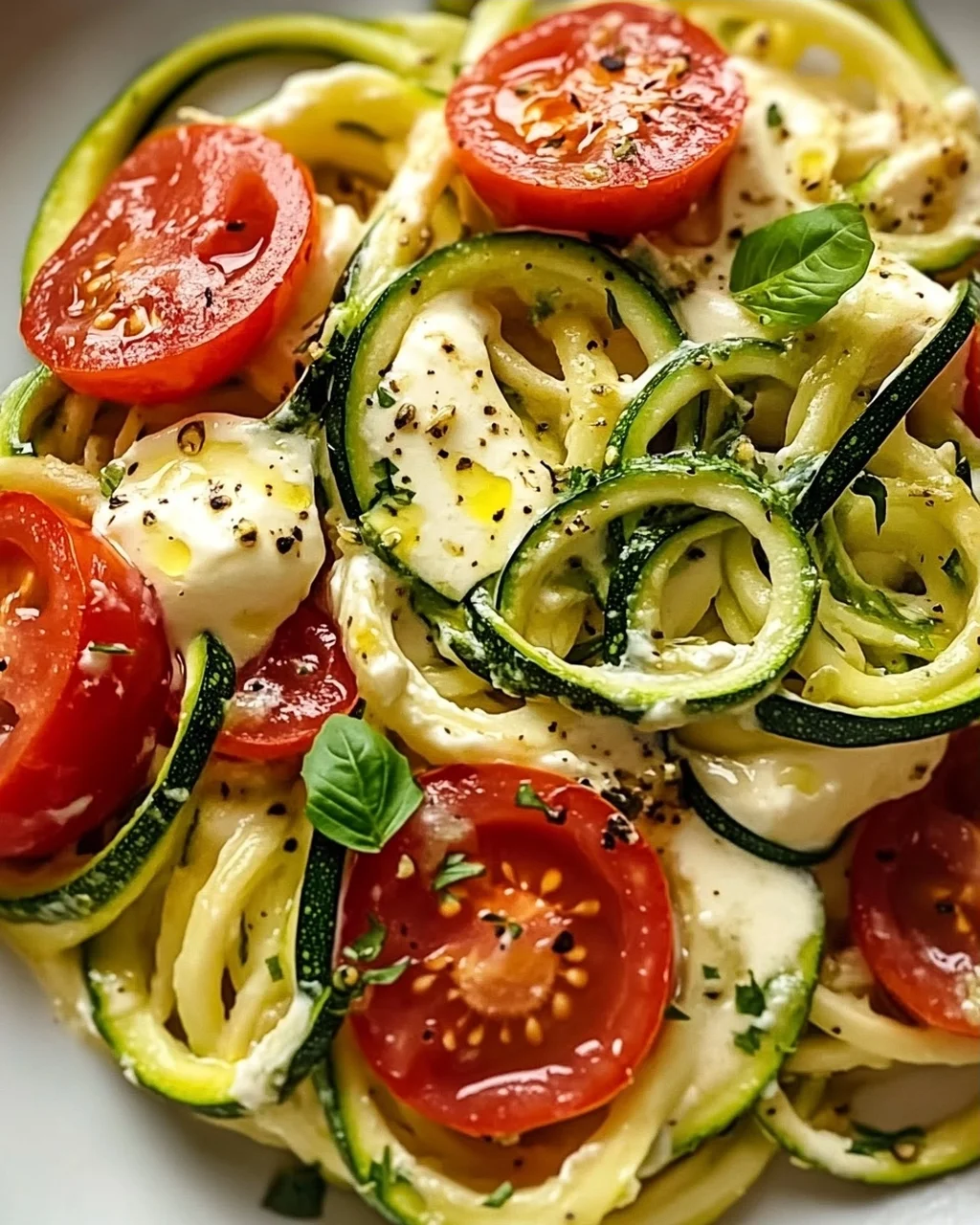 Zucchininudeln mit Frischkäse und Tomaten – Einfach genießen!